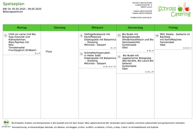Speiseplan 05.-09.05.2025